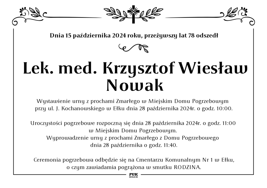 Krzysztof Wiesław Nowak - nekrolog